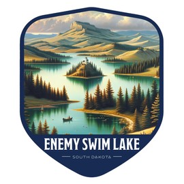 Enemy Swim Lake South Dakota Vintage Shield Badge Souvenir - 6-Inch Vinyl Magnet