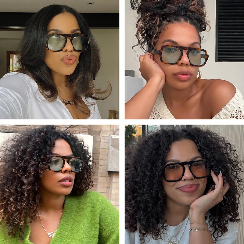 GOBIGER Retro Aviator Sunglasses for Women Men Square Trendy Vintage