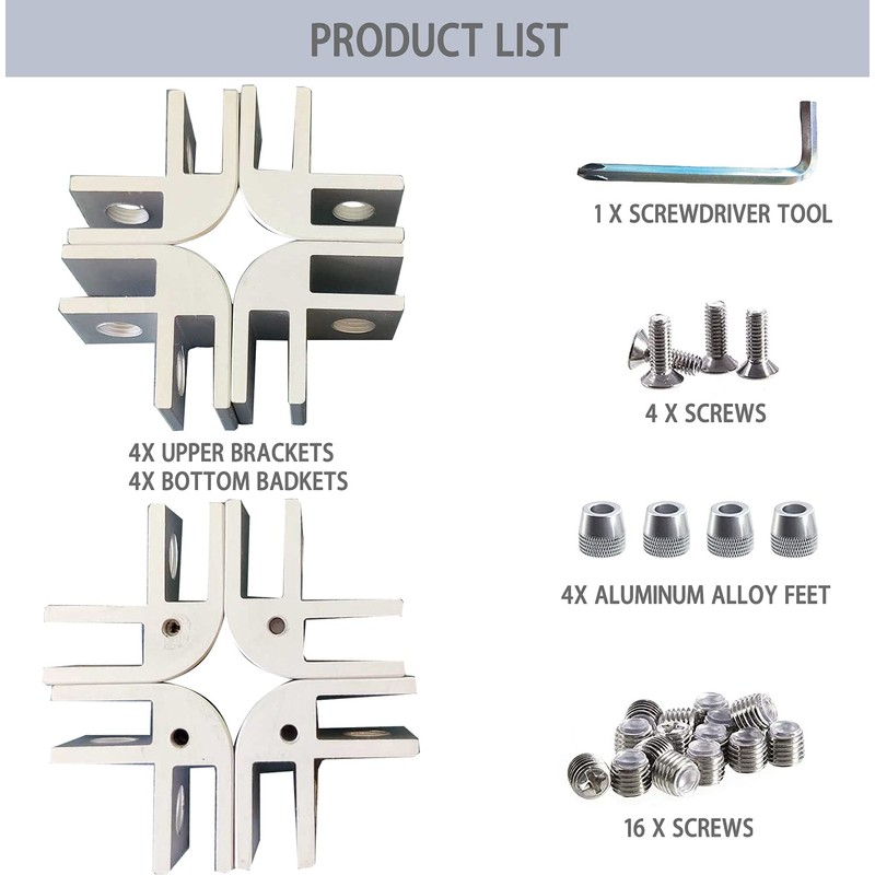 Fire Pit Glass Clamp,8Pcs DIY Flame Guard Corner Hardware, Tempered