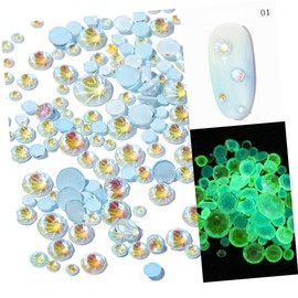 OHPHCALL Elegant Manicure Drill Decoration 6 Pack of Fluorescent Flat Bottom Gems for Nail Art