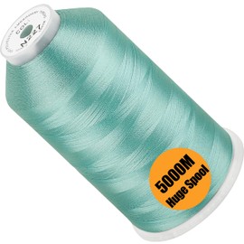 New Brothread - Bobina enorme individual de 5000 m, cada hilo de máquina de bordar de poliéster, 40 W para máquinas comerciales y domésticas, color aguamarina pálida (color Janome)
