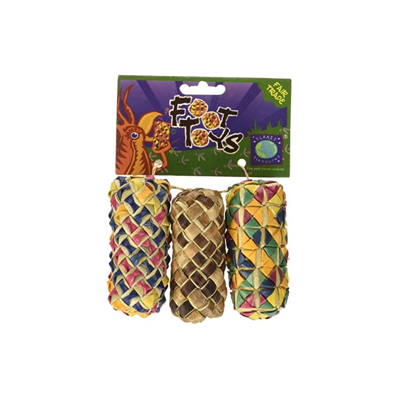Planet Pleasures Woven Cylinder Foot Toy (3 Pack), Small