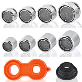 8 pcs Faucet Aerator Replacement Parts, VEINARDYL Kitchen Sink Aerator Male Female Thread Parts with Aerator Wrench and Gasket, Faucet Filter Starter with Brass Shell for Bathroom-8 Sizes