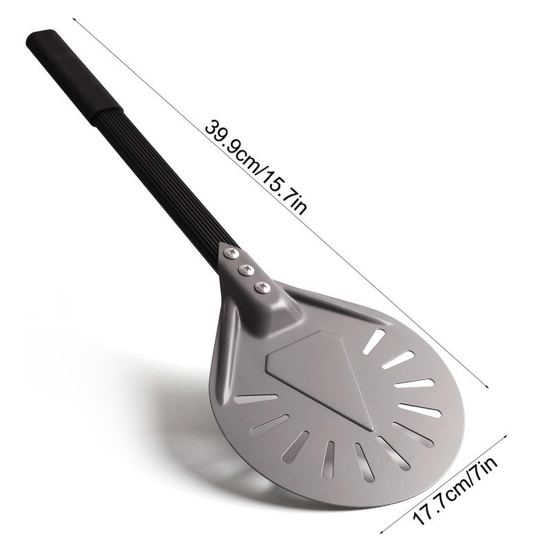 Pizza Turning Peel 7 Inch Round Aluminum Perforated Turner with