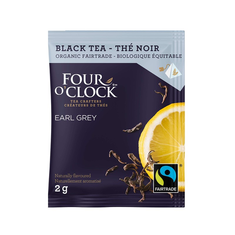 Four O'Clock Organic Fairtrade Black Tea Earl Grey, Non-GMO, Kosher,