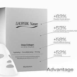 Deep Collagen Anti Wrinkle Lifting Face Mask: 36g x 5ea Firming and Moisturizing Hydrating for All Skin Types