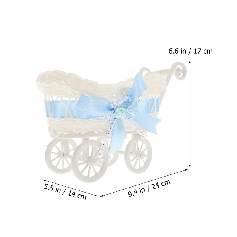 STOBOK Adorable Baby Shower Centerpiece, Mini Decorative Stroller Carriage Basket