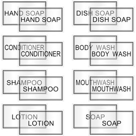 Etiquetas transparentes impermeables para botellas, baño, 40 piezas de cocina minimalista, organización, etiquetas extraíbles para jabón de manos, champú y lavado corporal