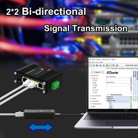 Audinate Dante AVIO–Analogue Bi-Directional Adapter, Dante Dongle USB I/O Digital Audio Supporting 2 * 2 Channel Bi-Directional Signal Transmission