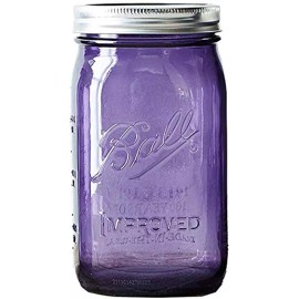 BALL Purple MASON JAR QUART ~ Wide Mouth ~ Food Storage ~ Band Lid ~ Leak Proof - Purple Quart - Leak Proof Lid