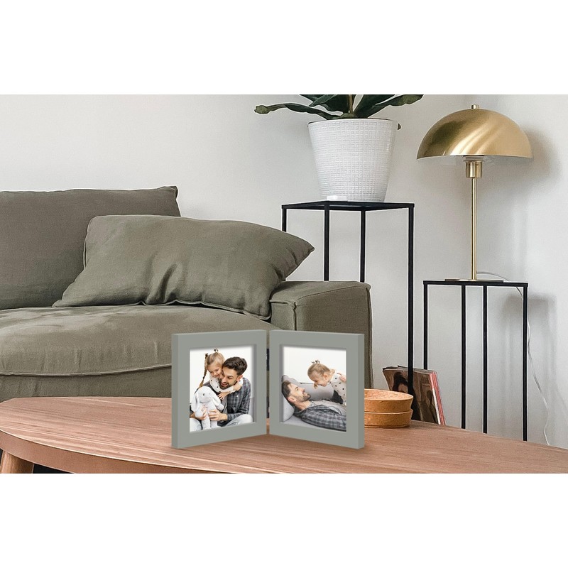 JD Concept Double 4x4 Square Combo, Grey Wood Picture Frame,