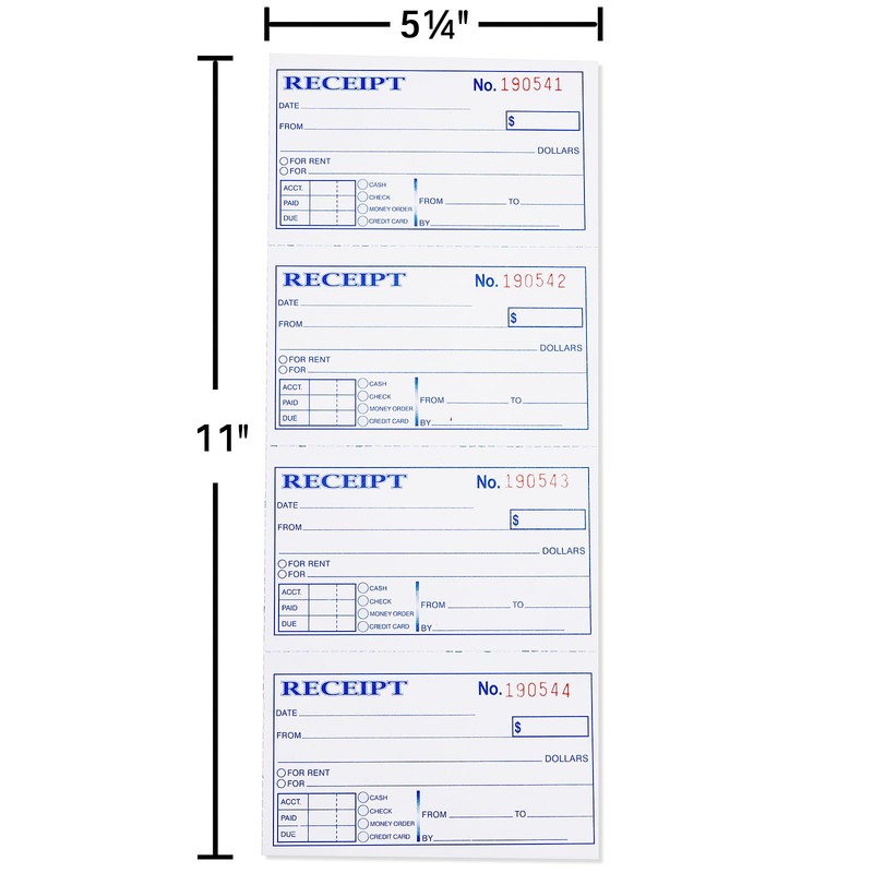 Receipt Book with Carbon Copies, 2-Part carbonless, 100 Sets per