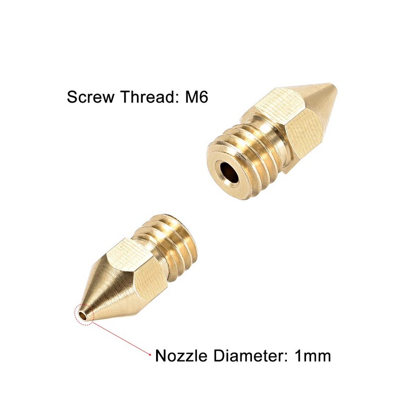 uxcell 5pcs 3D Printer Nozzle,Brass Nozzle 1mm,Extruder Print Head for