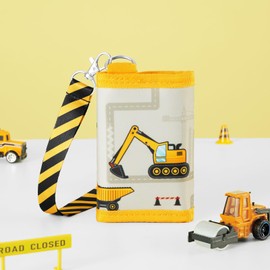 WAWSAM Kids Wallet with Lanyard Trifold Wallet for Toddlers, Truck