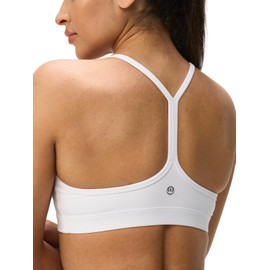 Omwilddo Womens Y Back Padded Sports Bra Strappy U Neck Butter Soft Low Impact Workout Bras Yoga Pilates Walking White S