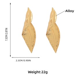 Twisted Leaf Earrings, Leaf Geometric Dangle Earrings for Women, Bohemian Gold Tree Leaf Earrings, Silver Floral Leaf Earrings Leaf Boho Jewelry, Golden Leaf Statement Drop Earrings for Girls (Gold)