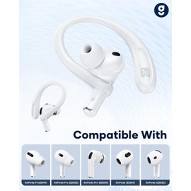 Gcioii Memory Titanium Alloy Ear Hooks for AirPods Pro 3 (2025) /Pro 2/Pro 1, for Airpods 4/3, Anti-Slip Sport Accessories [Added Anti-Lost Lanyard] Comfortable Secure Fit, White