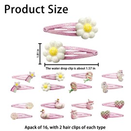 AYNKH 16 Pcs Unicorn Hair Clips,Cute Unicorn Hair Barrettes Cartoon Hairpins Sparkling for Kids Girls Children