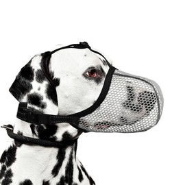 JOYPAWS Dog Muzzle, Breathable Soft for Medium to Large Dogs to Anti & Prevent Barking Biting Chewing, Reflective & Adjustable Basket Muzzle with Air Mesh for Beagle Grey L