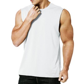 MEETYOO Canotte Uomo,Maglie Senza Maniche Palestra T Shirt Sportiva per Corsa,Fitness e attività all'Aperto,Bianco,M