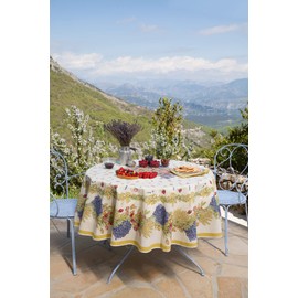 Tissus Toselli, French Provence Traditional Cloth 4 Napkin Set, 17" Square, Rose & Lavander (Rose Lavande), 100% Cotton, Provencal French Country Table Luxury Decor Ecru