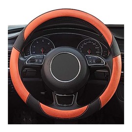 BESULEN Car Steering Wheel Cover, Microfiber Leather Steering Wheel Protector, Non-Slip & Breathable for Men and Women, 15 Inch Car Accessories for Car Auto Truck SUV Wheel Protector (Orange)