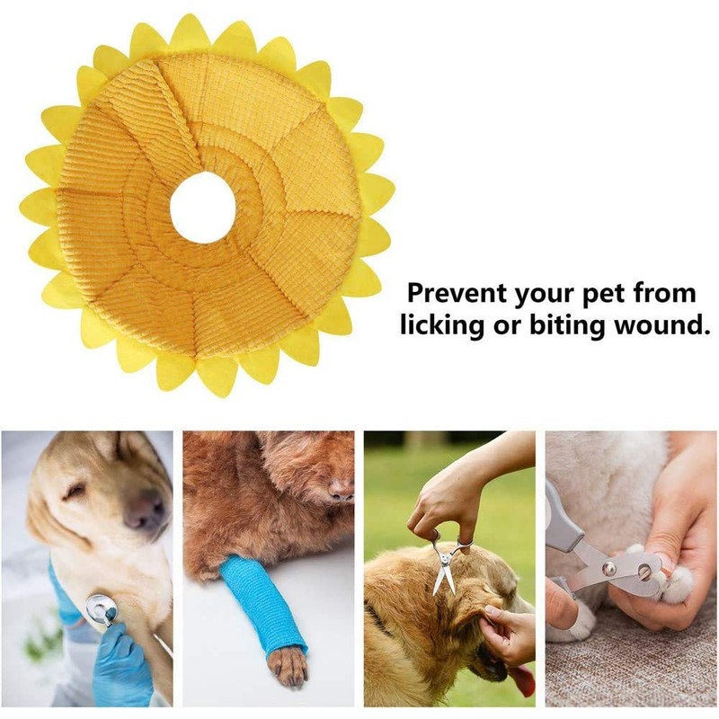 SLSON Cute Sunflower Dog Cat Collars Yellow (M)