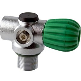 Blue Steel Inline Re-Breather Valve - Green Handwheel
