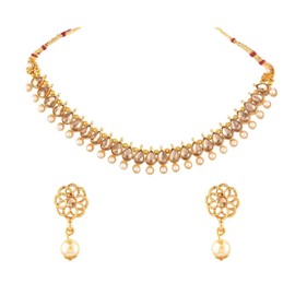 Efulgenz Indian Bollywood Faux Kundan Stone Choker Wedding Bridal Necklace Earrings Set Jewelry