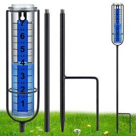 Ricihene Rain Gauge Upgrade, 7" Freeze-Proof Rain Gauge Outdoor Best Rated, Large Clear Numbers and Adjustable Height - Stylish and Practical Rain Measuring Tool for Garden, Lawn, Patio
