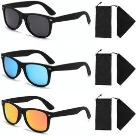 Lukovee 3 Pcs de Gafas de Sol Modas Vintage Unisex Adulto, Lentes de Sol Polarizadas Protección UV400, Gafas de sol para Conducir, Viajar,Decoración Diaria
