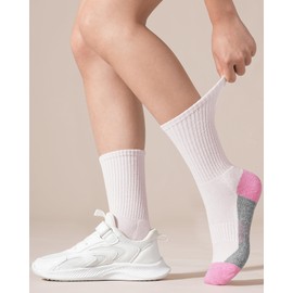 BOOPH 6 Pairs Kids Crew Socks Boys Girls Athletic Cushioned Hiking Socks Warm Soft Running Socks Multicolor 10-14 Years