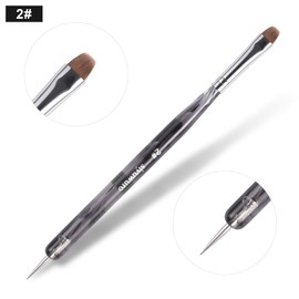 siyuwuro Kolinsky Sable Nail Brush French Nail Brush 2 Way Professional UV Gel Acrylic Nail Art Brush with Dotting Tool for French Manicure Cuticle Clean Up Nail Art Design Brush (2#)