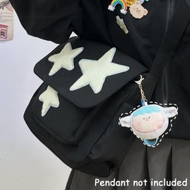 Messenger Bag for Women, Cute Aesthetic Crossbody Bag, Y2K Star Grunge Bag Emo Shoulder Tote Purse for Work Travel College