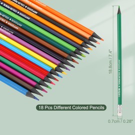 M&G 18 Colors Colored Pencils Set, 18pcs Erasable Drawing Color Pencil No Wood Art Supplies for Beginner Adult Coloring Book with Yellow Pencil Holder