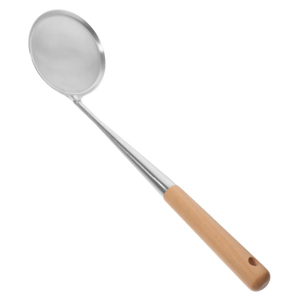 Stainless Steel Non-Stick Frying Spoon with Wooden Handle for Easy