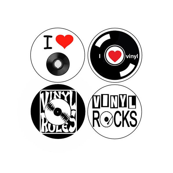 I LOVE VINYL button set record music 45 78 retro