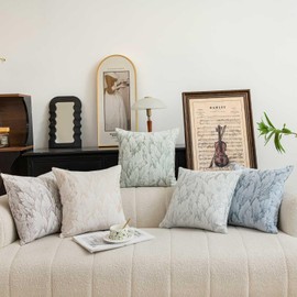 WACOMECO Decorative Throw Pillow Covers, Pack of 2 Accent Farmhouse Cushion Covers for Couch Sofa Bed Home Decoration, 18x18 inch, Taupe