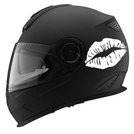 Kiss Lips Outline Auto Car Racing Motorcycle Helmet Decal - 5" - White