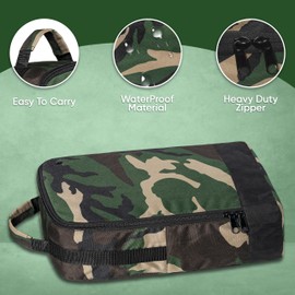 Travel Shoe Bag with Zipper Pocket Water Resistant Golf Sports Boot Bag Carry Strap Handle (Football Boot Bag, Camo)
