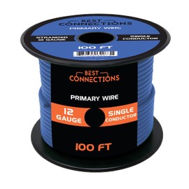 BEST CONNECTIONS Automotive Primary Wire - 100ft (Various Color Options) | Ideal for Trailer, Speaker, and Lighting Circuits | Durable Primary/Remote, Power/Ground Electrical Wiring (12 Gauge, Blue)