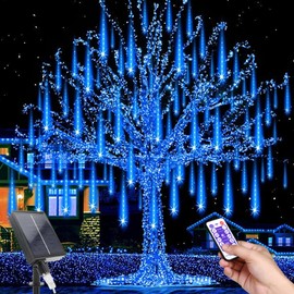 MXJFYY Solar Meteor Shower Lights, 11.8 Inch 10 Tube Fairy Lights, 240 LEDs, Waterproof Snowfall Lights, Meteor Shower Rain Light, Outdoor Solar for Christmas Tree, Party, Balcony Roads