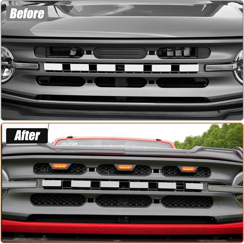 Front Mesh Grille Inserts & Amber Light Compatible with 2021-2024