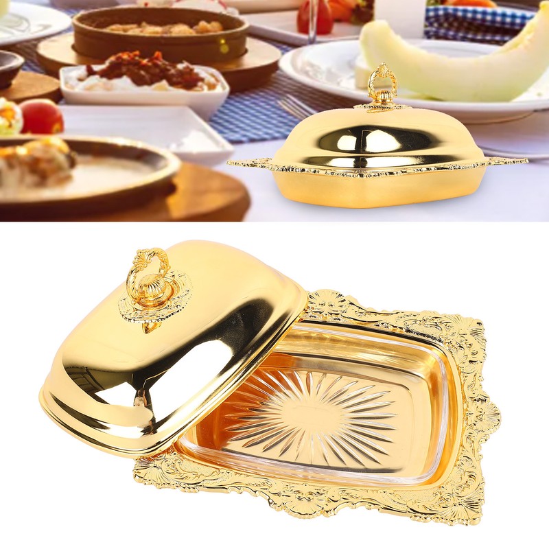 Metal Butter Plate European Vintage Butter Dish Rectangle Multifunctional Butter