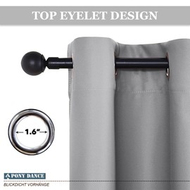 PONY DANCE 2 Panels Blackout Half Curtains for Small Windows - Cabinet Curtain Tiers for Kitchen with Top Grommet (Sliver Grey, 34 x 36 Inch Length)