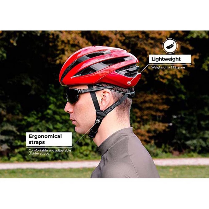 BBB Cycling Bike Helmet Lightweight for Road Riding Glossy Red