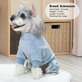 cyeollo Dog Pajamas Medium, Stretchable Fleece Pet Onesie Coat for Small Dogs Pjs Warm Doggie Jumpsuit Soft Cold Weather Dog Clothes Outfits, Light Blue M