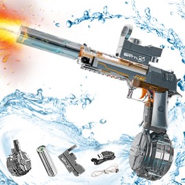 EREBJENH Cool Muzzle Flame Electric Water Gun Toy for Kids Adults, Dual Mode Continuous Shooting Squirt Gun Up to 32 FT High Capacity Electric Water Guns Summer Beach Pool Toy