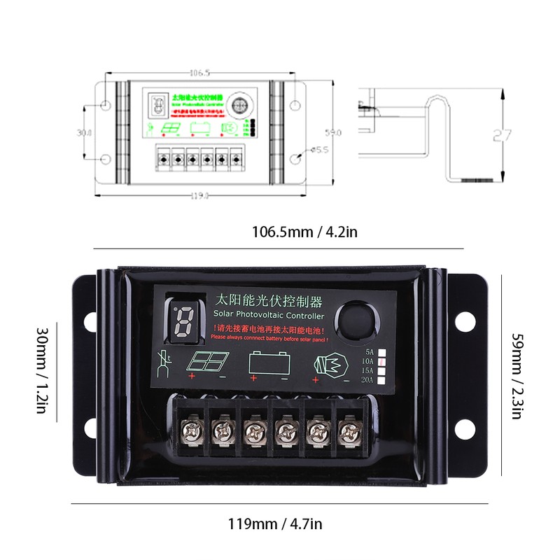 Solar Panel Regulator Power Generation Controller Waterproof 10A 9.6V 11.1V