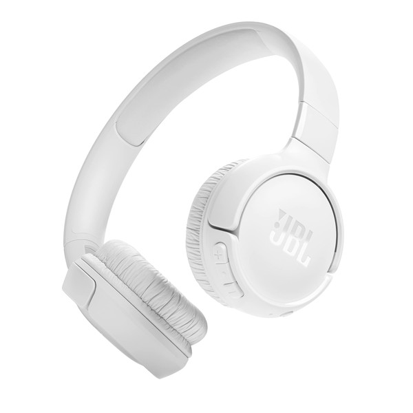 JBL TUNE 520BT Bluetooth Headphones, Enclosed, Up to 57 Hours of Continuous Playback, On-Ear, USB Type-C Charging, Multipoint, Supports JBL App, White JBLT520BTWHT